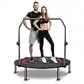 CLORIS Foldable Mini Trampoline-5 Height Adjust Load 500 lbs Cardio Exercise Trampoline, Thick Steel Spring Fitness Workout Rebounder Trampoline with Handle Handrail Kids Adults Indoor Outdoor Garden