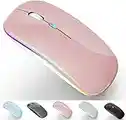 Bluetooth Mouse,Bluetooth Mouse for ipad LED Slim Dual Mode (Bluetooth 5.1 + USB) 2.4GHz Rechargeable Bluetooth Wireless Mouse for MacBook air/MacBook pro/Laptop/Computer (Rose Gold)