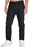 ITALYMORN Mens Black Cargo Pants for Work Athletic Fit Chinos Big Pockets(34, Black)