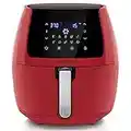 ULTREAN 5.8 Quart Air Fryer, Electric Hot Air Fryers Oilless Cooker with 10 Presets, Digital LCD Touch Screen, Nonstick Basket, 1700W, UL Listed (Red)