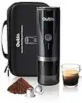 Outin Mini máquina de café espresso portátil con autocalentamiento de 3 a 4 minutos, 20 bar, pequeña cafetera automática de 12 V, 24 V, con funda de transporte, viajes, RV