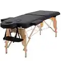 Massage Table Massage Bed Spa Bed 73” Long 2 Folding Portable Massage Table W/Carry Case Height Adjustable Salon Bed Face Cradle Bed (Black)