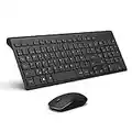 JOYACCESS Teclado y Ratón Inalámbrico Recargable, Teclado Inalámbrico, Portátil Compacto Teclado y Raton, Ergonómico Ratón Inalámbrico de 2400 dpi para PC/Laptop/Windows (Español QWERTY)-Negro