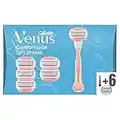 Gillette Venus Comfortglide Rasoio Donna Spa Breeze, 6 Lamette di Ricambio (da 3 Lame) e 1 Manico, per una Rasatura Fluida Profonda Duratura, Profumazione The Bianco