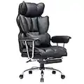 Efomao Desk Office Chair Big High Back Chair PU Leather Computer Chair Managerial Executive Swivel Chair with Lumbar Support (Black)