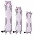 Giant Cat Pillow Plush Cartoon Kitty Sleeping Hugging Pillow, Cuddly Soft Long Kitten Body Pillow Doll Cat Cushion Toy for Kids Girlfriend (Gray, 70cm/ 27.55inch)