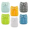 ALVABABY Baby Cloth Diapers One Size Adjustable Washable Reusable for Baby Girls and Boys 6 Pack with 12 Inserts 6BM98