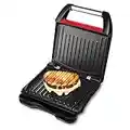 George Foreman Kontaktgrill & Panini- / Sandwichgrill [Größe 24x17cm - für 3 Portionen] Compact Steel Rot (für Fleisch, Fisch und Gemüse, Panini und Sandwichmaker, Reduziert bis zu 42 % Fett)25030-56