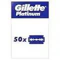 Gillette Platinum Double Edge Razor Blades Men, Pack of 50 Stainless Steel Safety Razor Blade Refills