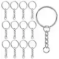 MIZT 100 Pezzi Portachiavi Anelli Cerchio 25mm argento tono 3cm Catena,Portachiavi Anello per Porta Chiavi Mestieri Lavori di Bricolage, Key Chains