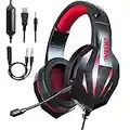 ERXUNG Cascos Gaming Auriculares Gaming con Microfono, 3.5mm Audio Cable, LED Luz, Compatible con PS4/PS5/Switch/Xbox/PC/Mac/Laptop/Tablet/Teléfono