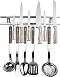 HMART 16 Inch Magnetic Knife Rack with 6 Hooks, Kitchen Organizer Knife Holder for Wall Kitchen Utensils Holder Tools Organizer Magnetic Strip