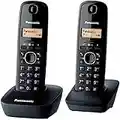 Panasonic KX-TG1612FRH, téléphone DECT sans fil Duo sans répondeur, couleur noire [Version française]