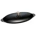 Staub Cast Iron 14.5-inch x 8-inch Covered Fish Pan - Matte Black, Made in France