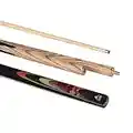 PowerGlide Snooker Cue Stick | Eclipse | Ash Shaft with Decal Hardwood Butt | 10mm Tip | 2 Piece with Brass Joint | Assorted Weights | Full Size 57"