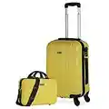 ITACA - Valise Cabine Avion - Bagages Cabine - Petite Valise Rigide 4 roulettes - Valise Ultra Légère avec Cadenas à Combinaison - Bagage Cabine Résistant 771150B, Jaune