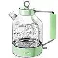 Electric Kettle, ASCOT Glass Electric Tea Kettle 1.6L 2200W Tea Heater & Hot Water Boiler, Borosilicate Glass, BPA-Free, Auto Shut-Off and Boil-Dry Protection (Green)