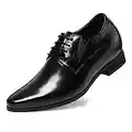 CHAMARIPA Height Increasing Shoes Mens Black Leather Oxford Smart Dress Elevator Shoes for Business, 3.15 inches Taller - H62D11K011D 8 UK