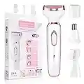 ACWOO Épilateur Électrique Femme, 4-en-1 Sans Fil Avec Technologie Wet & Dry, Bikini Styler, Accessoire Massage, Tête de Rasoir et de Tondeuse, Tondeuse à Cheveux sans Fil Rechargeable