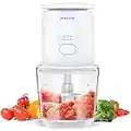 Wireless Portable Electric Food Processor - Small Chopper with Electronic Scale 600ml Glass Bowl with Removable Stainless Steel Blades for Vegetables | Fruits | Nuts | Meats and Puree Blending