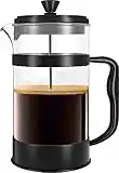 KICHLY French Press Macchina Caffe', Macchina per Espresso e te' con tripli filtri, vetro resistente al calore con stantuffo in acciaio (1000 ml, Nero)