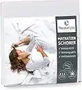 Matratzenschoner 90 x 200 cm wasserdicht | Atmungsaktive Matratzenauflage | Anti-Milben Matratzenbezug | wasserdichte Auflage | Wasserundurchlässige Matratzenschutz-Hülle | Hygienischer Topper 90x200