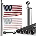 Flag Pole Kit for Outdoors – 18FT Heavy Duty Tough US Steel Flag Poles for Outside House in Ground - American flagpole with 4x6 Embroidered Flag for Residential and Commercial–by Rushmore Rose (Black) - 4th of July