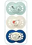 MAM Original Lot de 3 tétines en silicone (2 MAM Original & 1 MAM Night), 18+ mois, Bleu,ensemble sucette anatomique qui respecte la forme de la bouche, en silicone MAM SkinSoft doux comme la peau