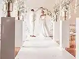 Tapis de Mariage Blanc PODIUM | Tapis de Cérémonie - Événement Soirées Gala Fêtes VIP | Résistance au feu B1 | Tapis au Mètre - 1,50m x 3m