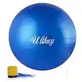 Ulikey Ballon de Gymnastique Balle d’Exercice Balle Fitness, 65cm Maximale jusqu'à 300 kg, Ballon Gym avec Pompe Antidérapant pour Pilates, l'exercice, Yoga (Bleu)