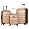 Rockland Melbourne Hardside Expandable Spinner Wheel Luggage, Champagne, 3-Piece Set (20/24/28)