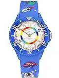 Alienwork Spazio Alien Orologio di Apprendimento Bambini Ragazzi Blu Bracciale in Silicone Multicolore bambini Impermeabile 5 ATM Tempo di Apprendimento