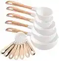 COOK WITH COLOR 12 PC Measuring Cups Set and Measuring Spoon Set with Copper Coated Stainless Steel Handles, Nesting Kitchen Measuring Set, Liquid Measuring Cup Set, Dry Measuring Cup Set (White)