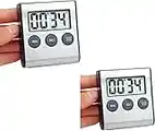 2 Pack Kitchen Timer, Digital Kitchen Timer Magnetic Countdown Timer with Loud Alarm Stainless Steel Kitchen Timer for Cooking, Baking, Sports Games