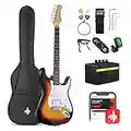 Donner DST-100S 39 Inch Full Size Electric Guitar Kit Solid Body Sunburst, Beginner Starter, with Amplifier, Bag, Capo, Strap, String, Tuner, Cable, Picks