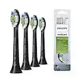 Philips Sonicare Lot de 4 têtes de brosses à dents électriques soniques W2 Optimal White pour des dents plus blanches, Noir (Modèle HX6064/11)