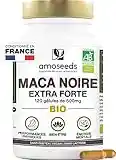 Maca Noire BIO du Pérou | Extra Fort 10 000mg par jour | 120 gélules vegan | Régulateur Hormonal, Anti-stress, Énergie | Qualité Supérieure