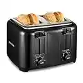 Proctor Silex 4 Slice Toaster with Extra Wide Slots, Cool-Touch Walls, Shade Selector, Toast Boost, Auto Shut-off and Cancel Button, Black (24215PS)