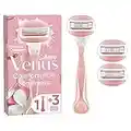 Gillette Venus ComfortGlide Spa Breeze Women's Razor + 3 Razor Blade Refills, 2 Shaving Gel Bars For A Comfortable Shave, Packaging May Vary