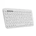 Logitech K380 Teclado Inalámbrico Multi-Dispositivo para Windows/Apple iOS/Android/Chrome, Bluetooth, Diseño Compacto, PC/Mac/Portátil/Smartphone/Tablet/Apple TV, Disposición QWERTY Español - Blanco