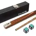 PowerGlide Target | One 2-Piece Snooker Carom or Pool Cue Stick with Case & Chalk | Hardwood Butt & Ash Shaft | Quick Release Brass Joint | Assorted Weights 17, 18 or 19 oz | Full Size 57" | 9.5mm Tip