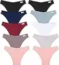 FINETOO 10er Ladies Pants Sexy Lingerie Cotton Briefs Shorts Tangas Brazilian Knickers Soft Bikinis for Women Seamless Underwear Set Multipack