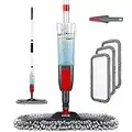 Homgif Spray Mop, Scopa Lavapavimenti a Spruzzo con 380-450ml Flacone Spray e 3 Riutilizzabile Tamponi di Ricambio, Mop Lavapavimenti per Casa, Cucina, Legno Duro, Laminato, Legno, Ceramica (Rosso)