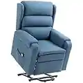 HOMCOM Power Lift Recliner Chair for Elderly, Fabric Electric Stand-Up Sofa, Heavy-Duty Reclining Chair with Pockets for Living Room, Blue