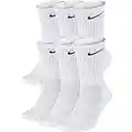 Nike Everyday Cushion Crew Socks, Unisex , White/Black, M (Pack of 6 Pairs of Socks)