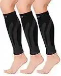 CAMBIVO 3 Pairs Calf Compression Sleeve for Men and Women, Leg Compression Sleeve for Running, Shin Splint, Calf Cramps, Varicose Veins, Swelling-(Black, L/XL)