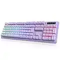 NPET K10 Wired Gaming Keyboard, RGB Backlit, Spill-Resistant Design, Multimedia Keys, Quiet Silent USB Membrane Keyboard for Desktop, Computer, PC (Purple)