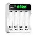 HiQuick LCD 4-slot Battery Charger for AA & AAA Rechargeable Batteries, Type C and Micro USB Input, Fast Charging Function, Intelligent Detection Technology,