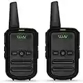 WLN KD-C52 FRS GMRS Walkie Talkie USB Chargeable Mini Handheld Two Way Radio for Kids Adults (1 Pair) (Black)