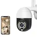 PTZ Dôme Caméra de Surveillance WiFi Extérieure, Caméra IP HD Optique Audio Bidirectionnel Vision Nocturne APP Alerte Hotspot AP, Sonore et Légère Intimidation